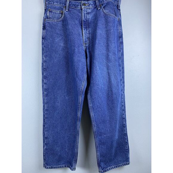 Carhartt Size 38 X 30 Mens Relaxed Fit Flannel Lined Denim Workwear Jeans - Picture 1 of 9